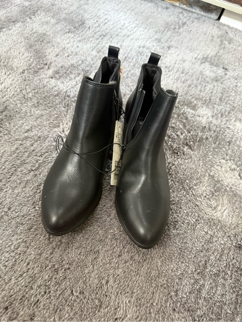 Women's Black Faux Leather Ankle Boots - Classic Chelsea Style